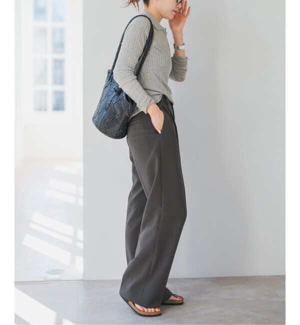 Spick and Span「《追加2》ダブルクロスツータックパンツ」|スラックス|