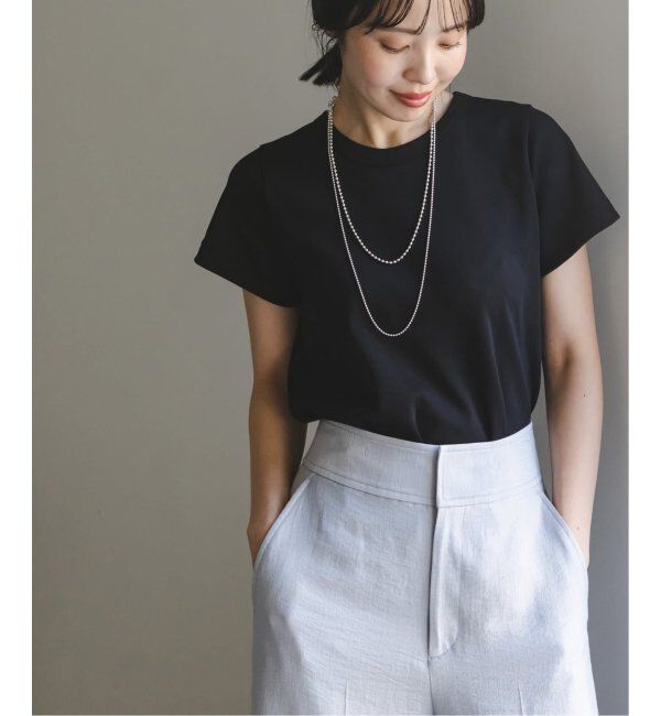 NOBLE「《追加》スビンコットンスムースコンパクトTシャツ 2」|Tシャツ・カットソー|ブラック