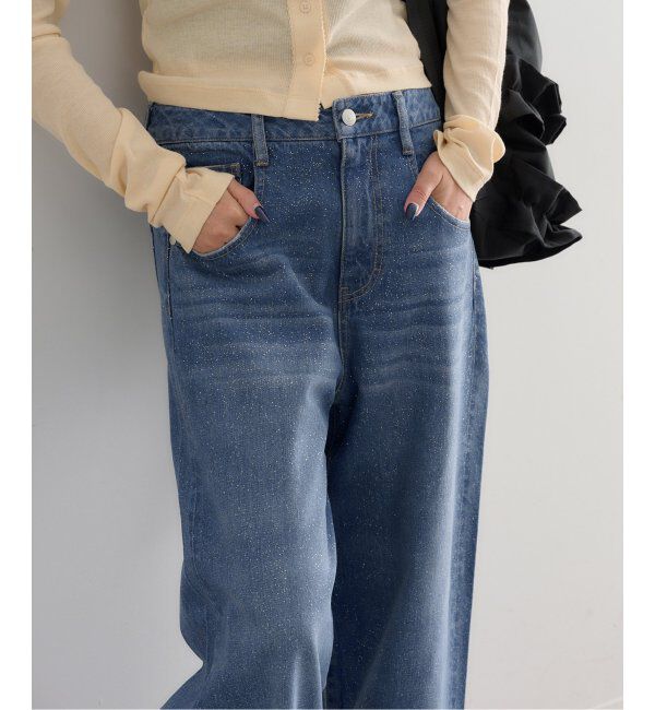 U by SPICK&SPAN「グリッタールーズバギーデニム」|デニム|