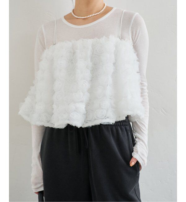 U by SPICK&SPAN「フラワーチュールベアブラウス」|シャツ・ブラウス|ホワイト