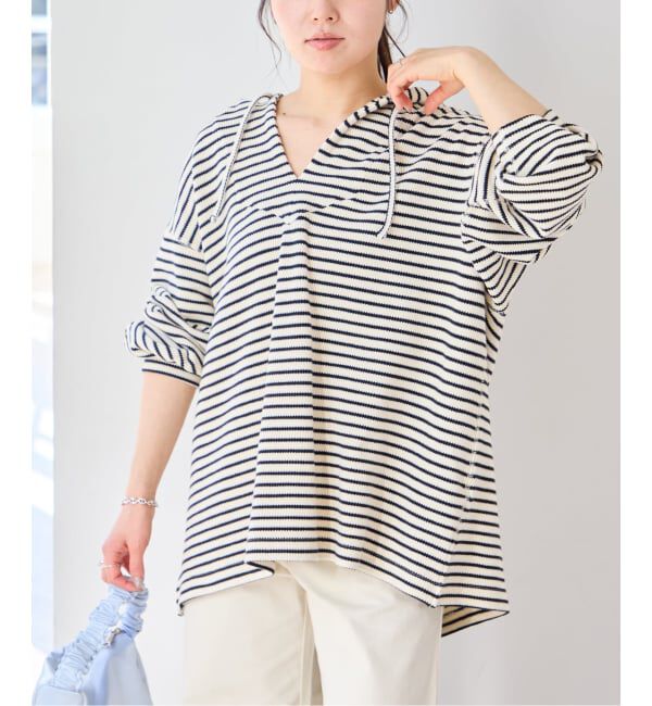 U by SPICK&SPAN「≪予約≫LENO ボーダーメキシカン パーカー」|パーカー|ブラック