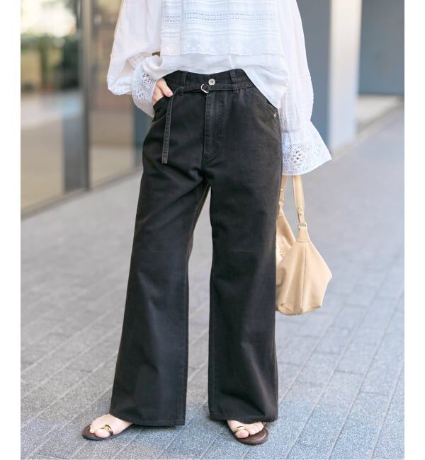 Spick and Span「フェードツイルフレアパンツ」|スラックス|ブラック A