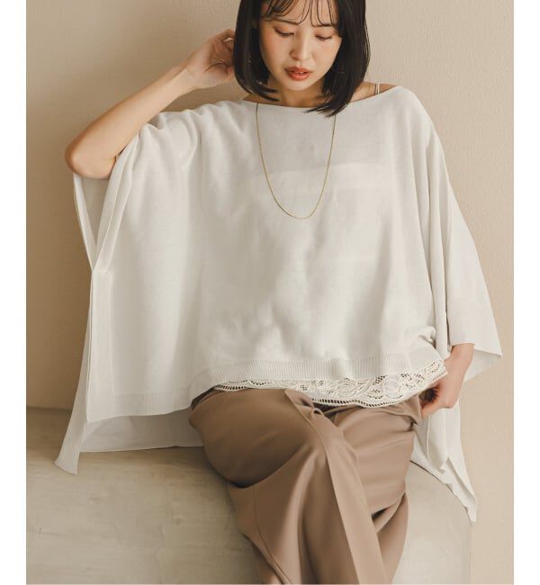 NOBLE「《予約》シアードレープケープ」|ニット・セーター|ホワイト