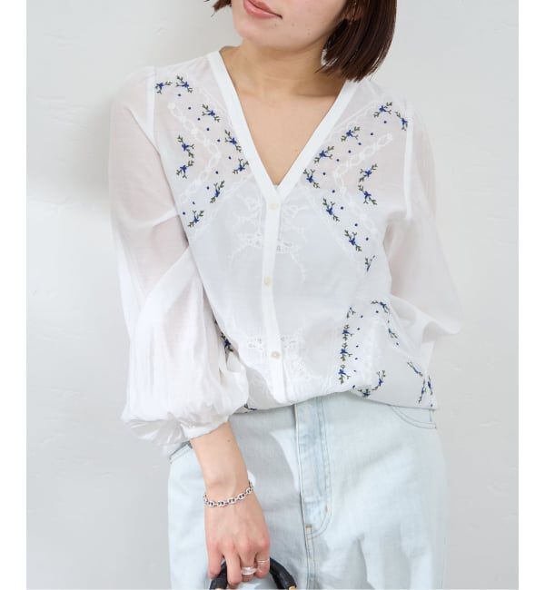 U by SPICK&SPAN「《予約》ロングスリーブ刺繍ブラウス」|シャツ・ブラウス|