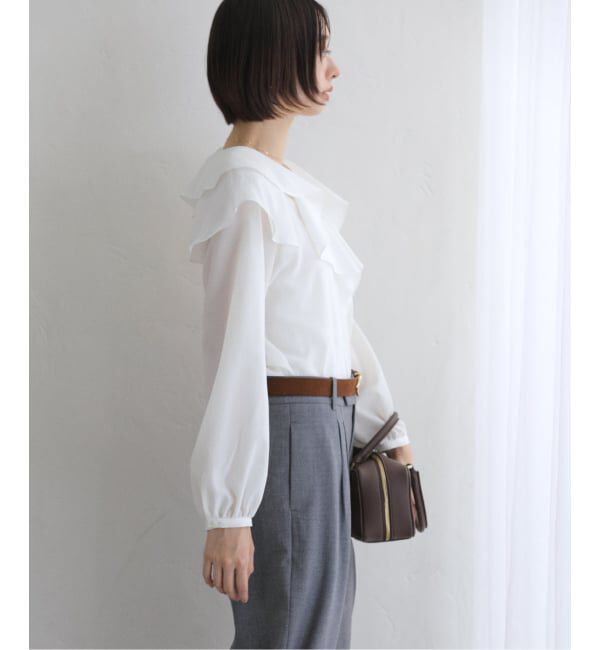  「【洗える】フレアフリルロングスリーブブラウス」|シャツ・ブラウス|