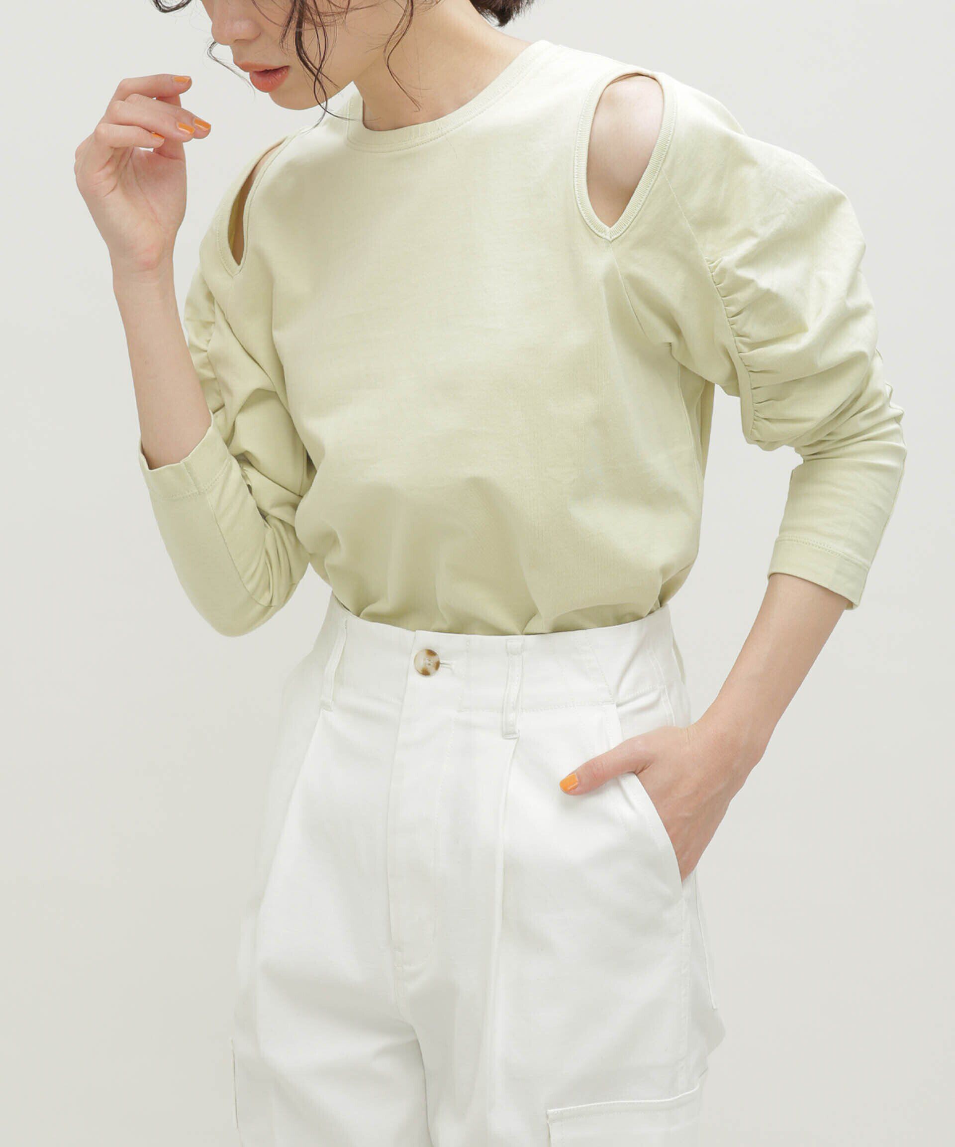 nano･universe「LB.03/ギャザースリーブカットアウトトップス」|Tシャツ・カットソー|