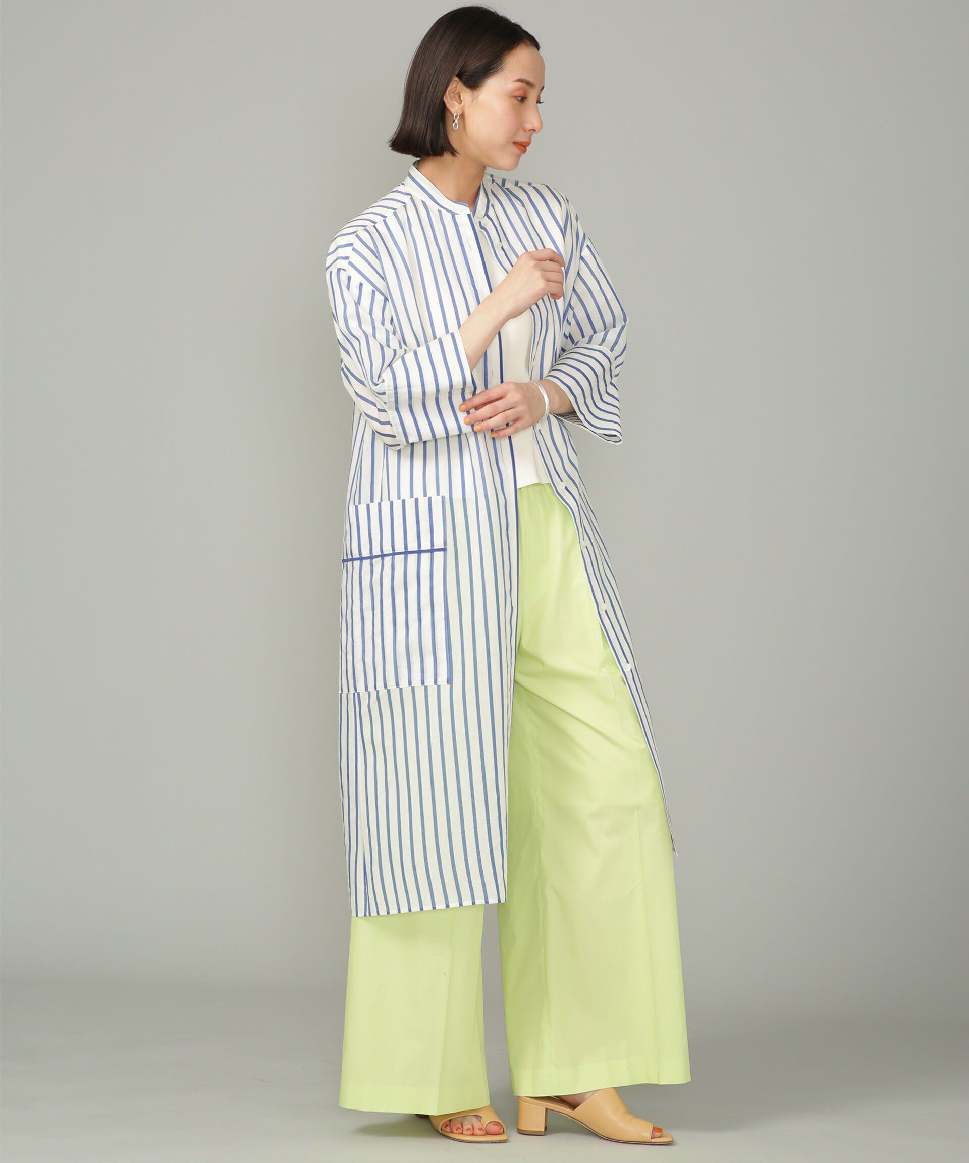 nano･universe「シアーストライプシャツワンピース」|ワンピース|ブルー