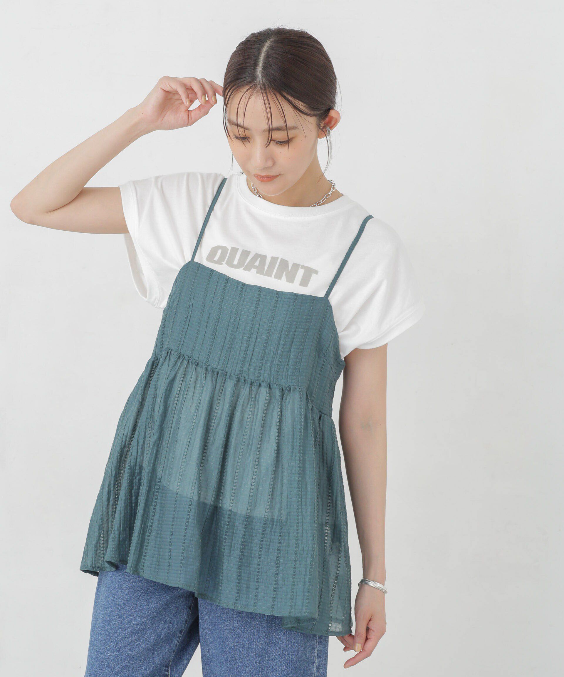 nano･universe「シアードビーバックホールキャミチュニック」|シャツ・ブラウス|グリーン