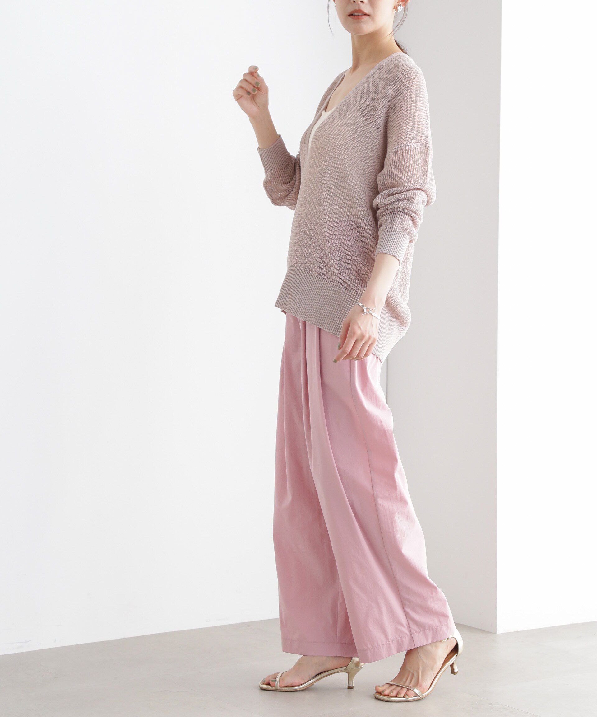 nano･universe「DeepVネックシアー畔ニット」|ニット・セーター|