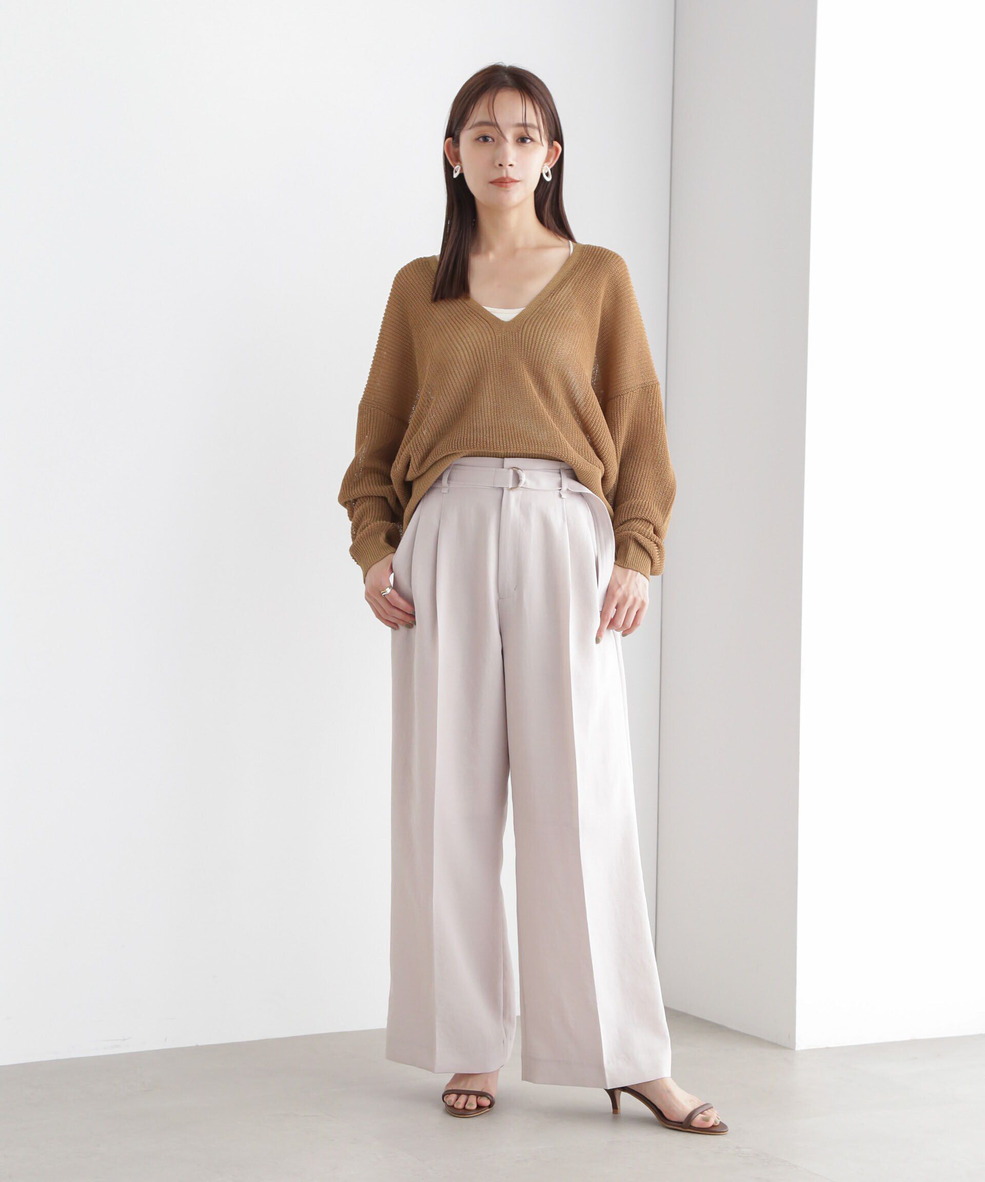 nano･universe「DeepVネックシアー畔ニット」|ニット・セーター|