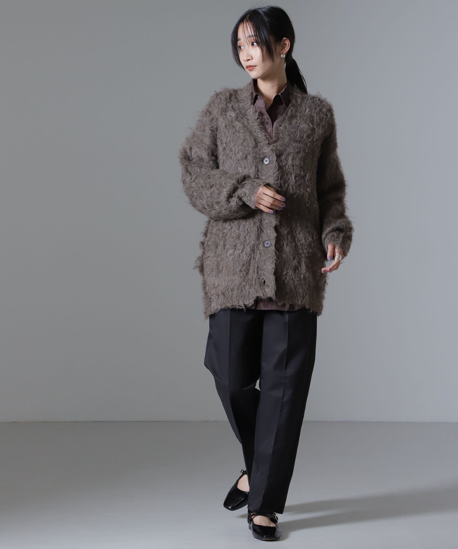 nano･universe「ロングシャギーニットカーディガン」|ニット・セーター|