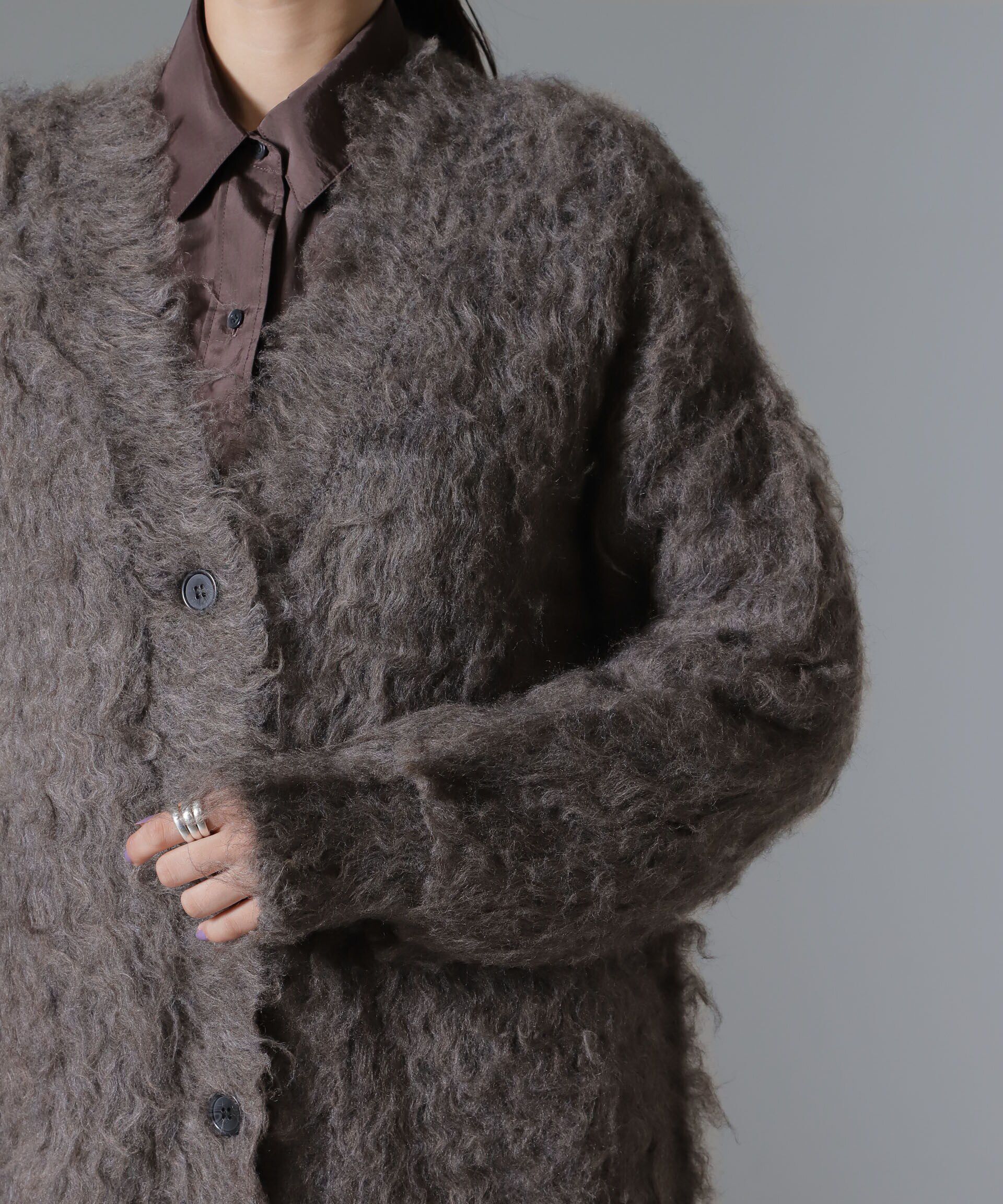 nano･universe「ロングシャギーニットカーディガン」|ニット・セーター|