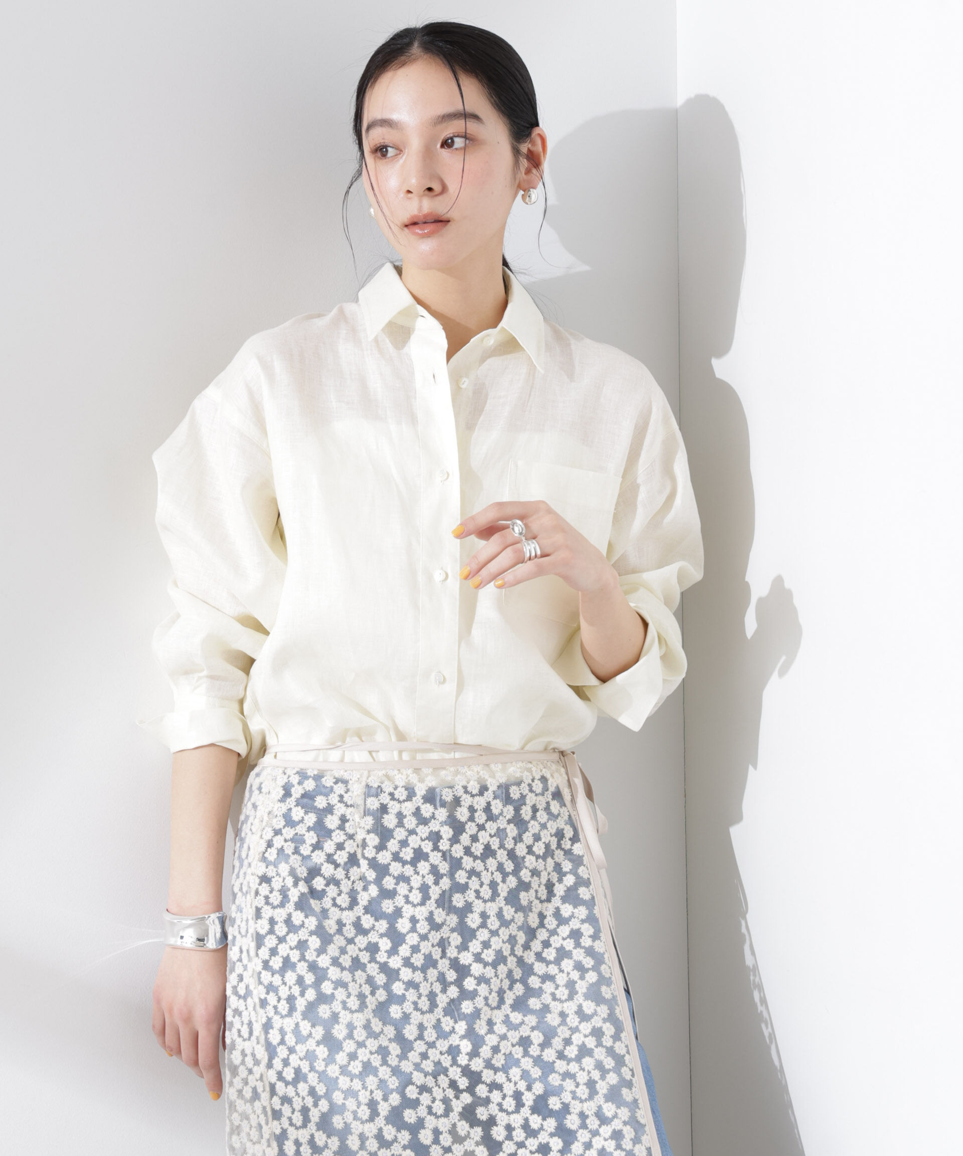 nano･universe「ヨーロピアンフラックス シアーシャツ（セットアップ可）」|シャツ・ブラウス|