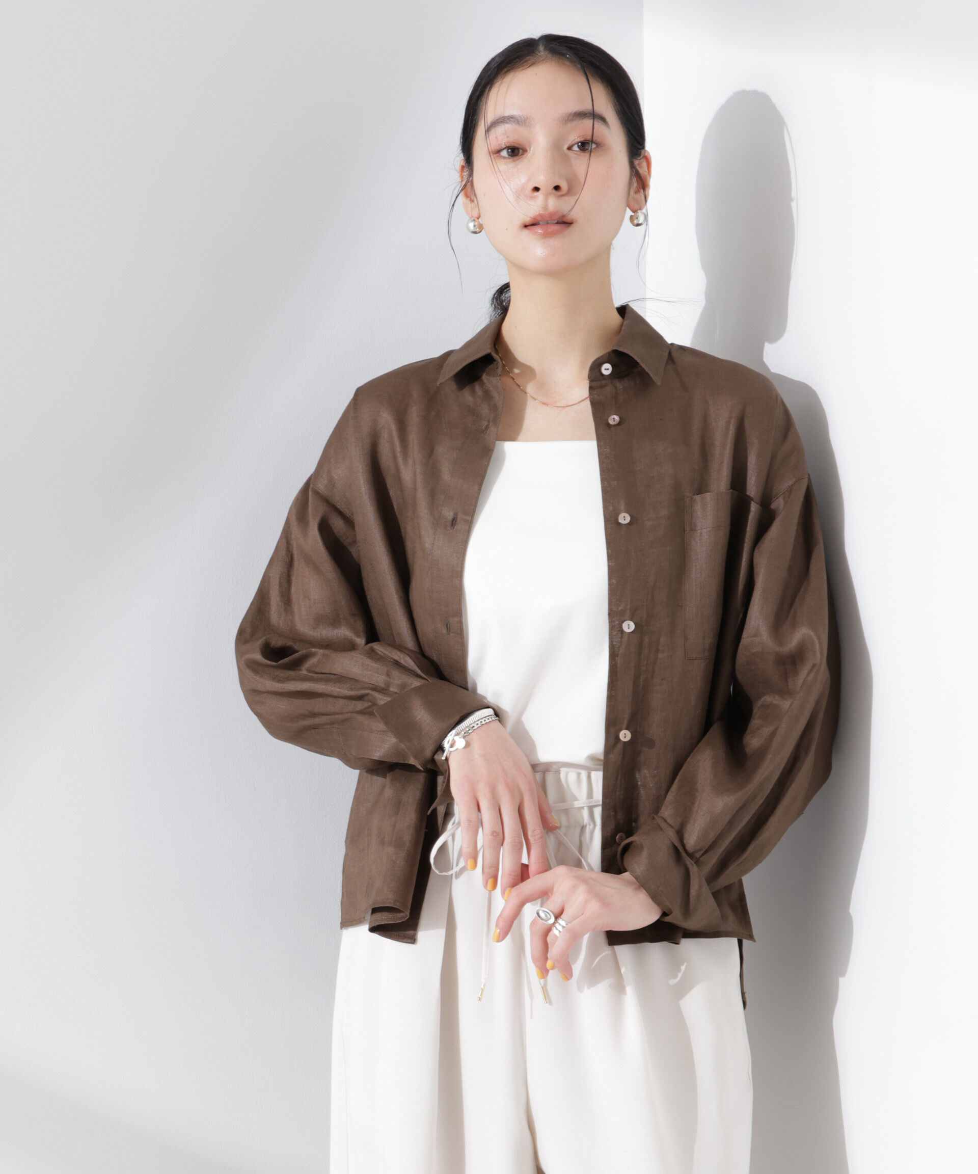 nano･universe「ヨーロピアンフラックス シアーシャツ（セットアップ可）」|シャツ・ブラウス|