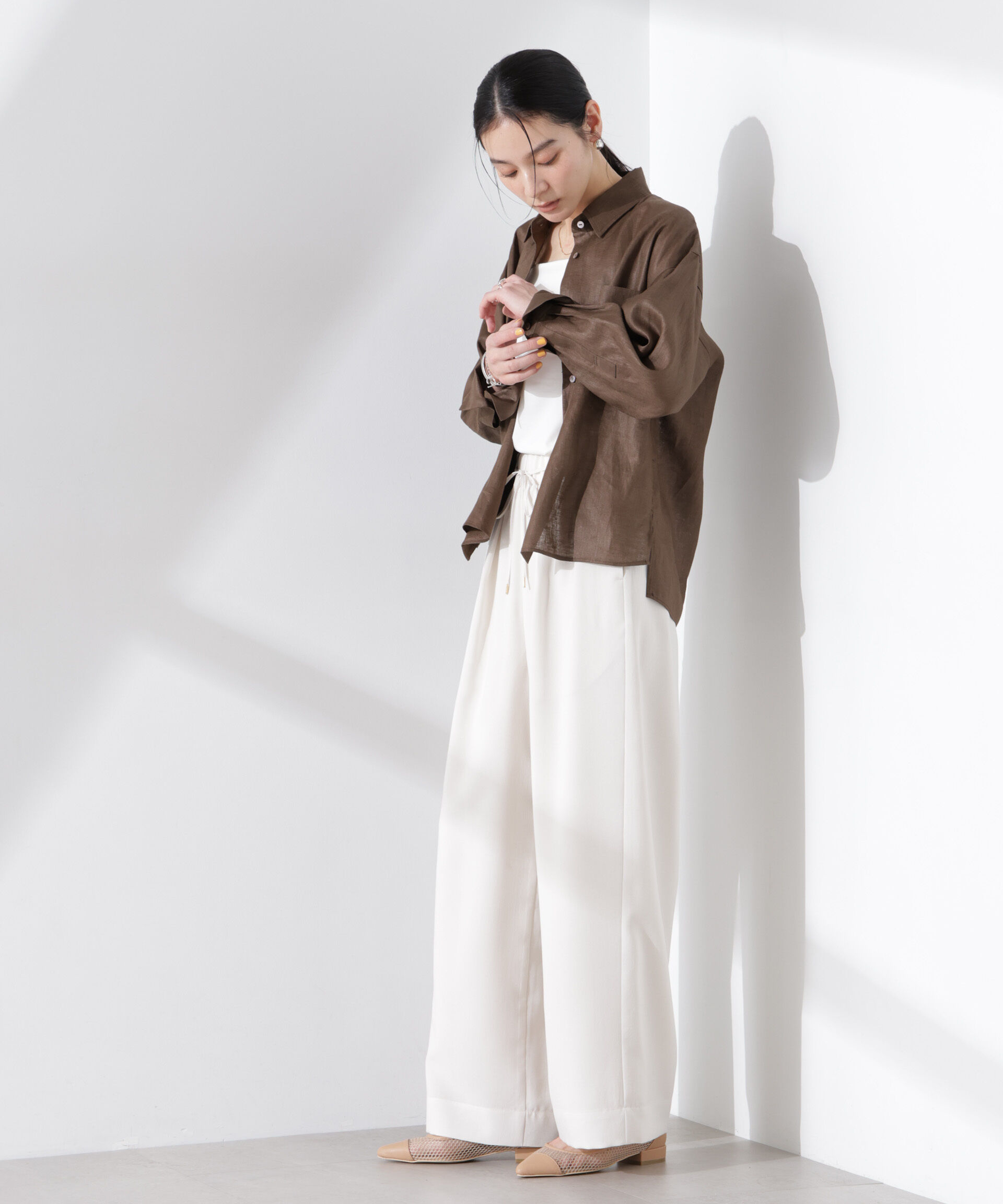 nano･universe「ヨーロピアンフラックス シアーシャツ（セットアップ可）」|シャツ・ブラウス|