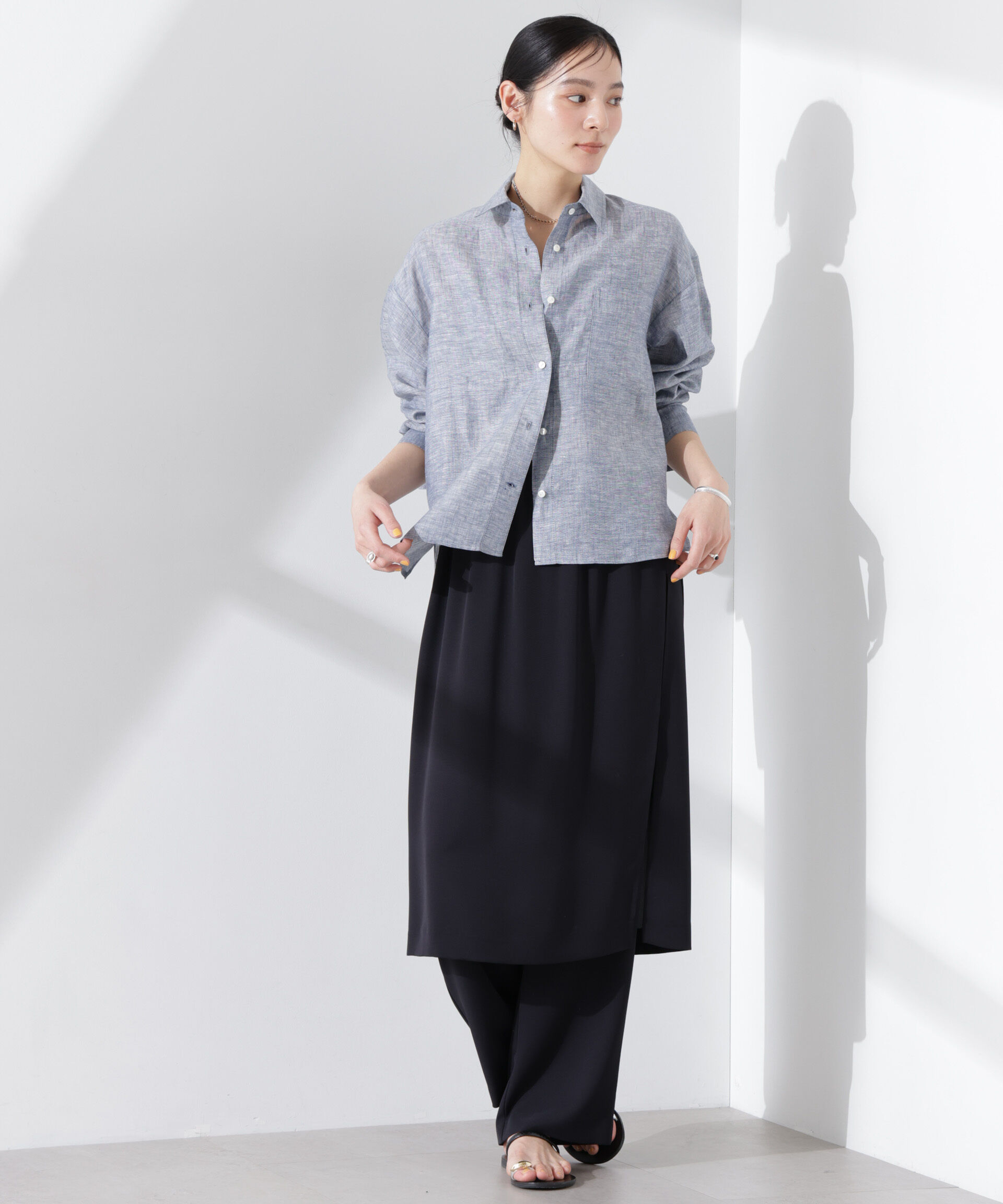 nano･universe「ヨーロピアンフラックス シアーシャツ（セットアップ可）」|シャツ・ブラウス|