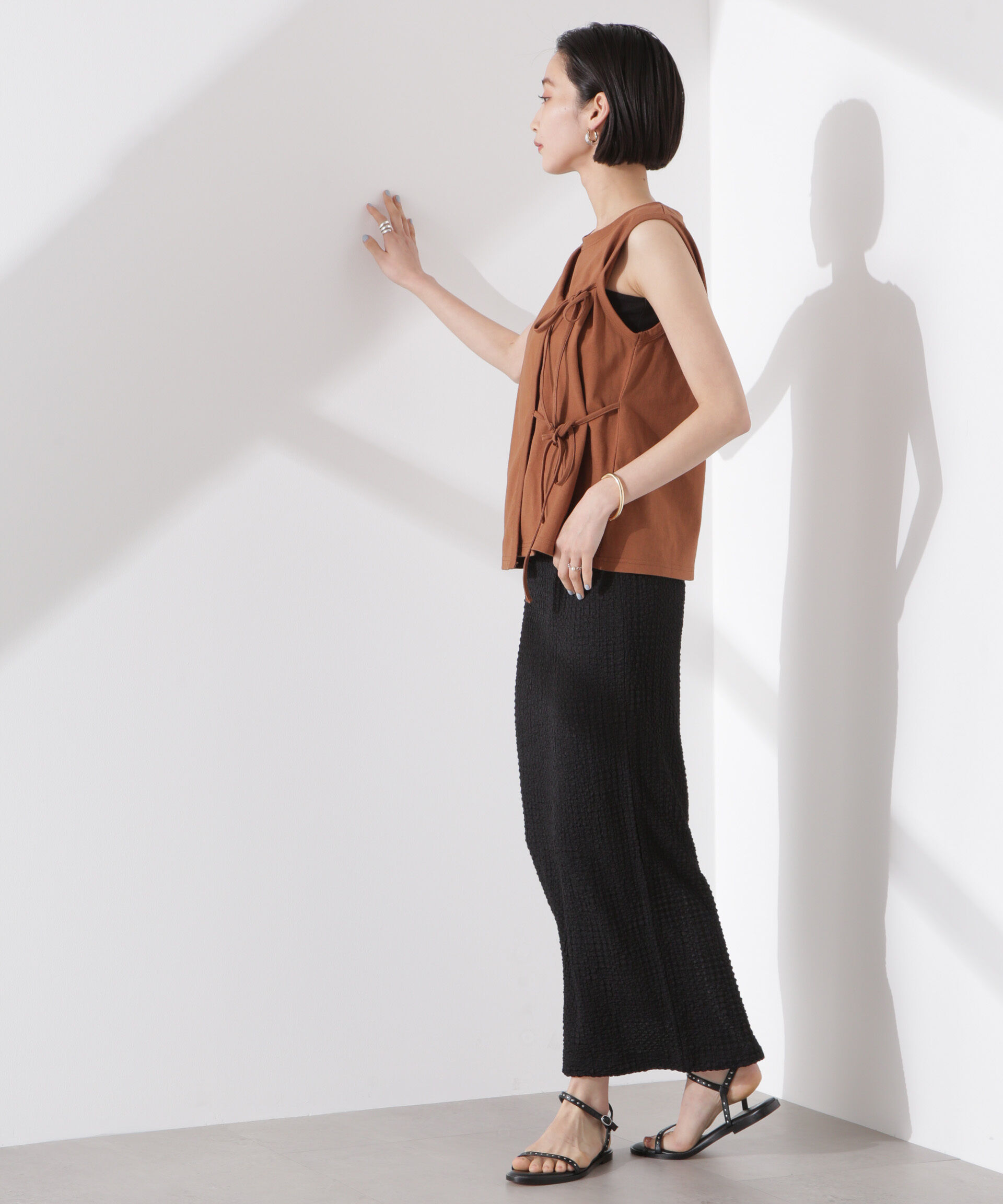 nano･universe「シャーリングジャガードカットナロースカート(セットアップ可)」|スカート|