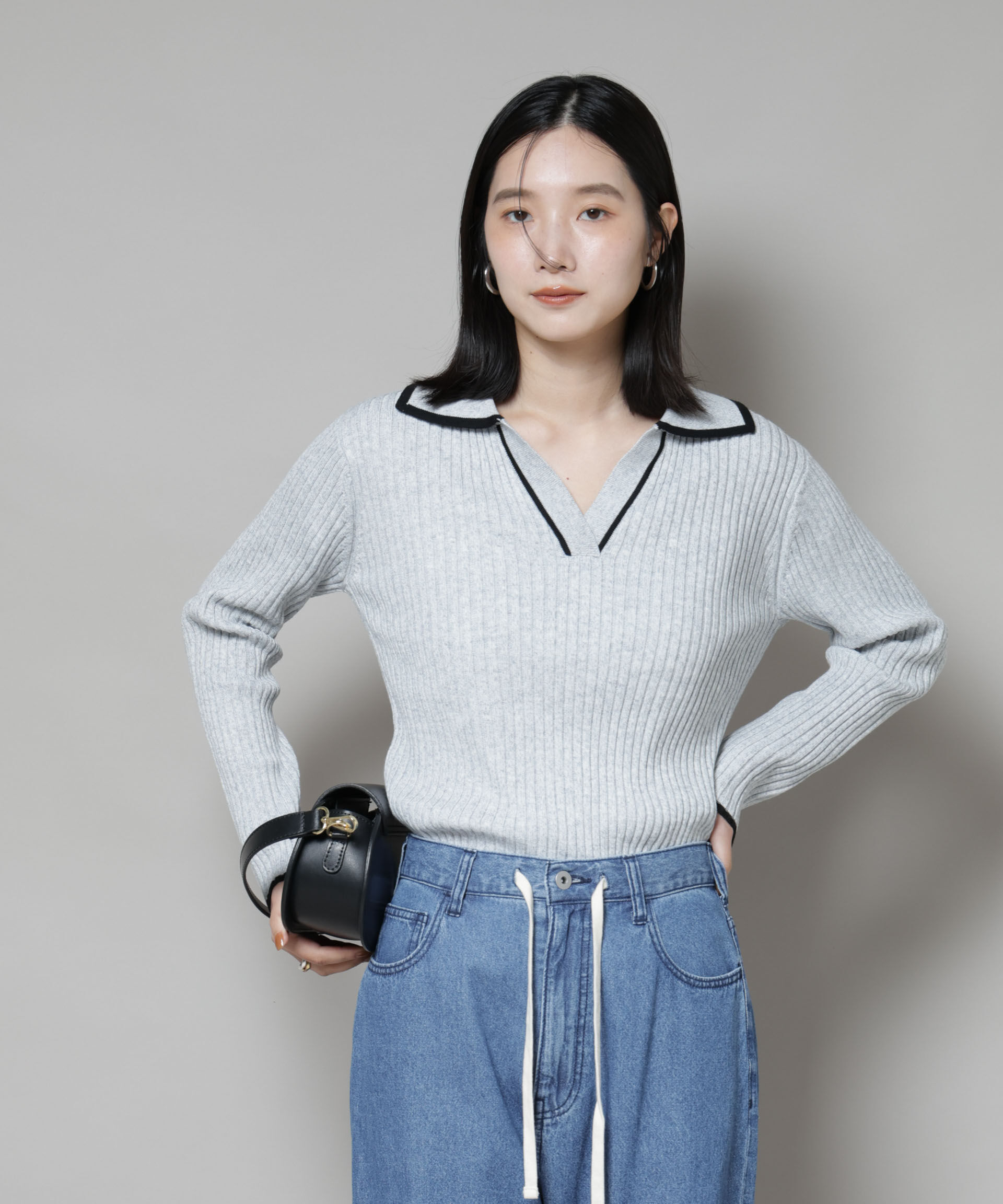 nano･universe「メランジスキッパーバイカラーニットプルオーバー(セットアップ可)」|ニット・セーター|