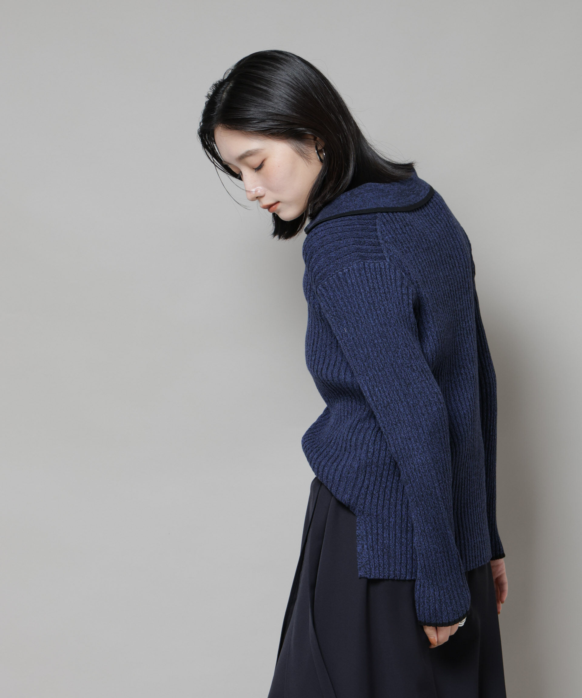 nano･universe「メランジスキッパーバイカラーニットプルオーバー(セットアップ可)」|ニット・セーター|