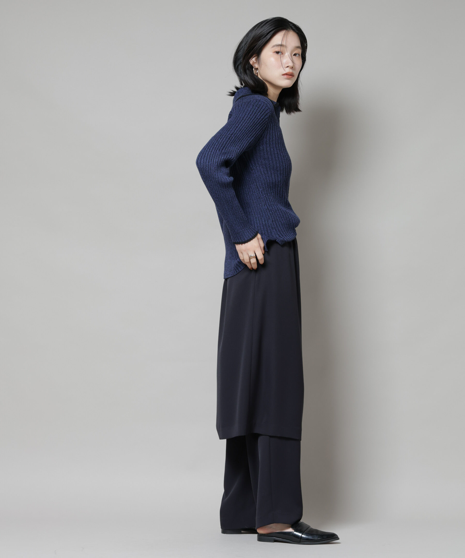 nano･universe「メランジスキッパーバイカラーニットプルオーバー(セットアップ可)」|ニット・セーター|