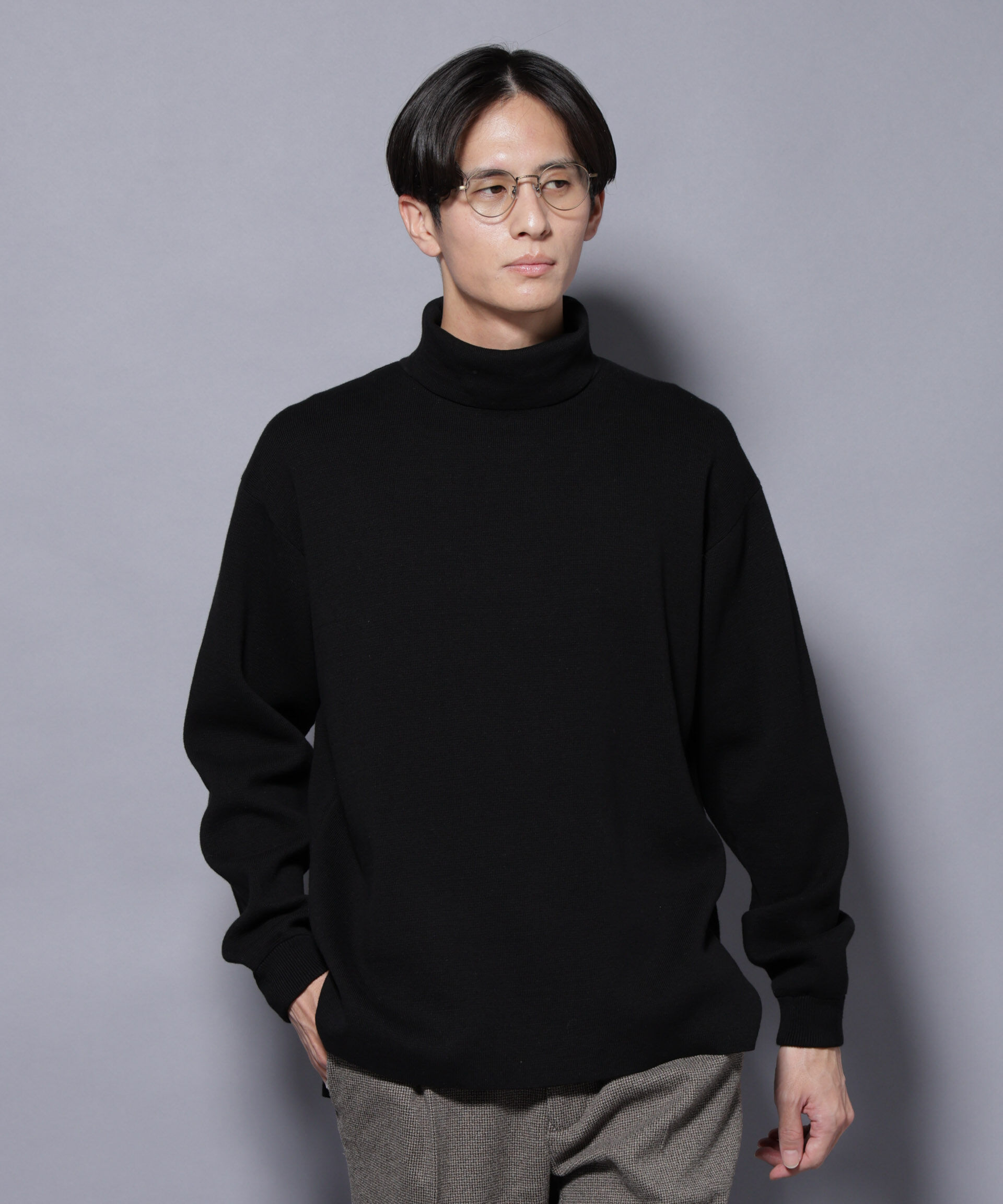 nano･universe「ミラノリブ ワイドタートルネックニット」|ニット・セーター|ブラック
