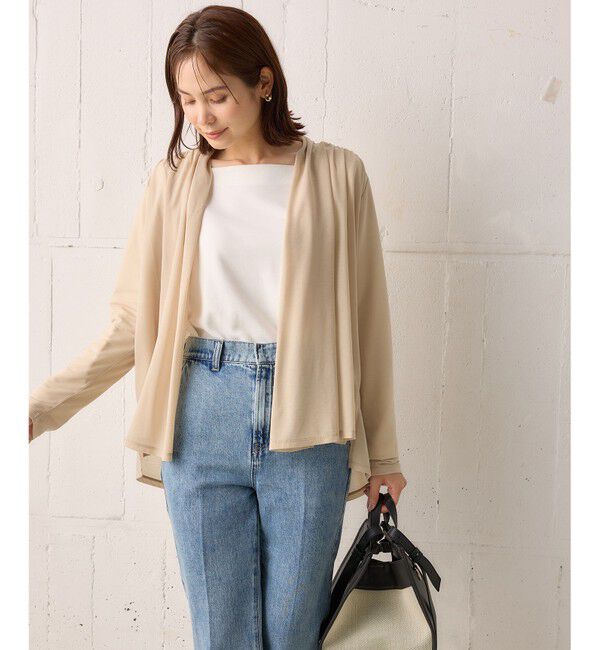 組曲「【WEB限定】シアーツイルジャージーショート カーディガン」|カーディガン|ベージュ系