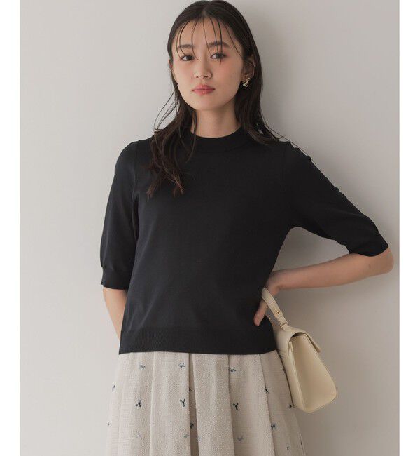 組曲「【先行予約】マイラックカラー 6分袖 ニット」|ニット・セーター|ブラック系