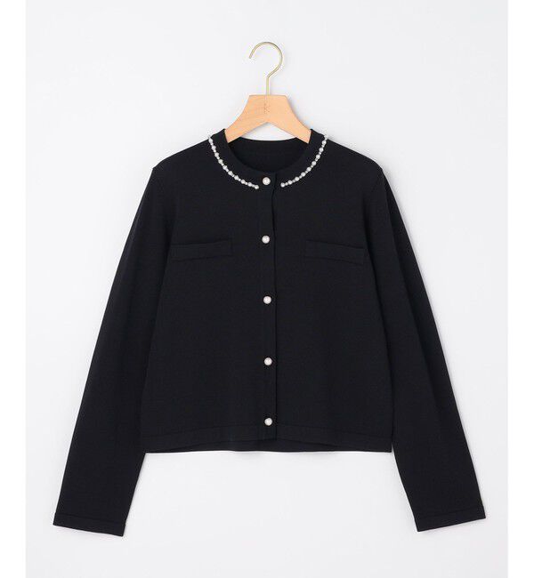 組曲「【WEB限定】クリアストレッチビジューレーン カーディガン」|カーディガン|ブラック系