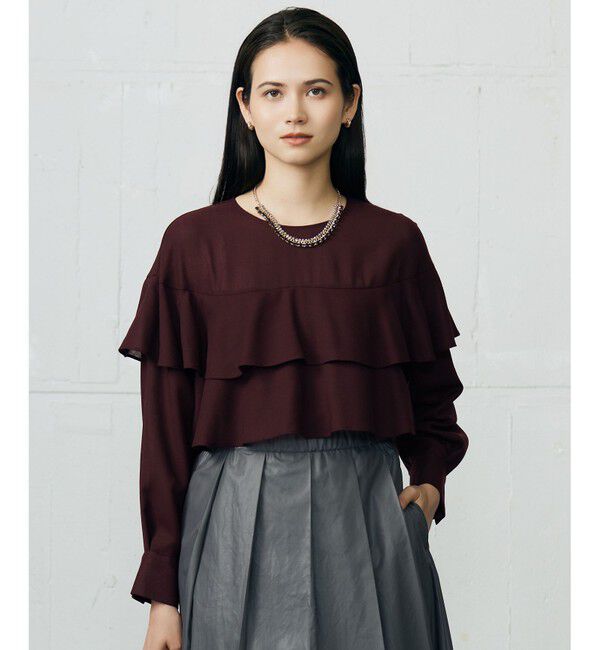 自由区「【カタログ掲載】TWハイツイストビエラフリル ブラウス」|シャツ・ブラウス|ボルドー