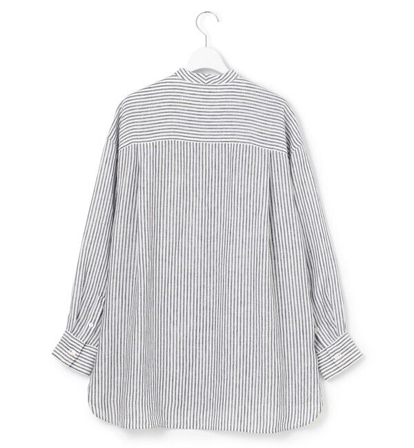 23区「【WEB限定カラーあり/洗える】LIBECO バンドカラー ビッグシルエット シャツ」|シャツ・ブラウス|