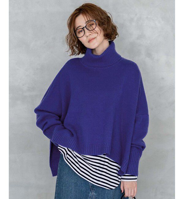 23区「【洗える】ウールカシミヤ ニットポンチョ」|ニット・セーター|パープル系