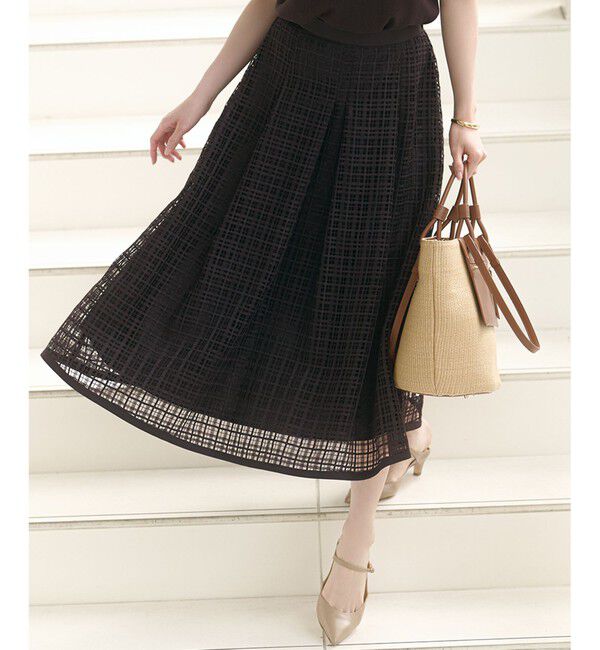 23区「【洗える】Broche チェックレース スカート」|スカート|ﾀﾞｰｸﾌﾞ