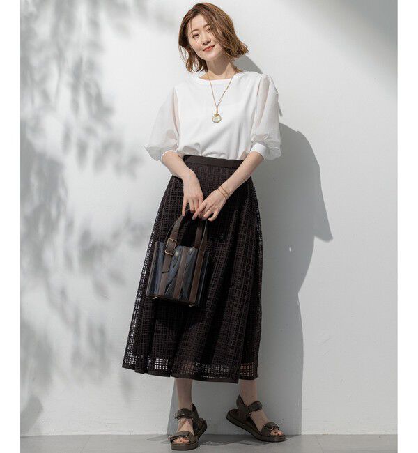 23区「【洗える】Broche チェックレース スカート」|スカート|