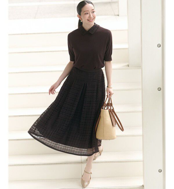 23区「【洗える】Broche チェックレース スカート」|スカート|
