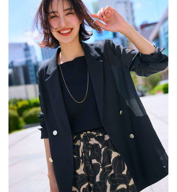 ANY SIS「【吸水速乾・洗える】シアーメッシュ ジャケット」|テーラードジャケット|ネイビー