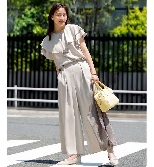 ANY SIS「【接触冷感・吸水速乾・UVカット】サラキレイ フリル ブラウス」|シャツ・ブラウス|