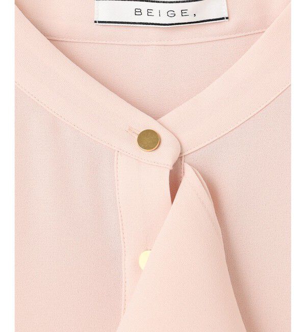 BEIGE,「【洗える】STOW / バンドカラーフリルブラウス」|シャツ・ブラウス|