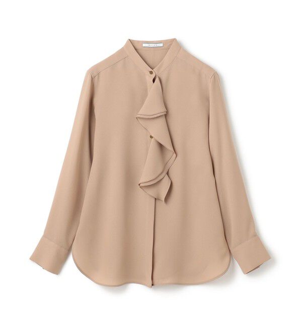 BEIGE,「【洗える】STOW / バンドカラーフリルブラウス」|シャツ・ブラウス|