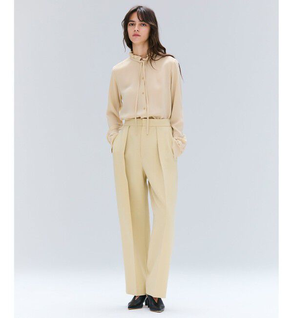 BEIGE,「【洗える】STOW / フリルタイブラウス」|シャツ・ブラウス|