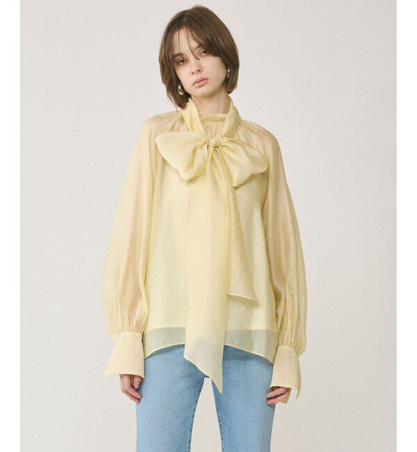 GRACE CONTINENTAL「シアーボウタイブラウス」|シャツ・ブラウス|イエロー