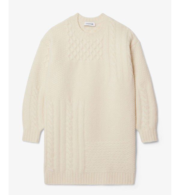 LACOSTE「パッチワークエフェクトウールニットドレスセーター」|ワンピース|