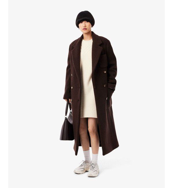 LACOSTE「パッチワークエフェクトウールニットドレスセーター」|ワンピース|