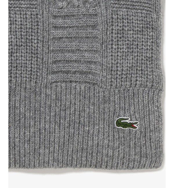 LACOSTE「アラン柄ブレンドウールニットマフラー」|マフラー|