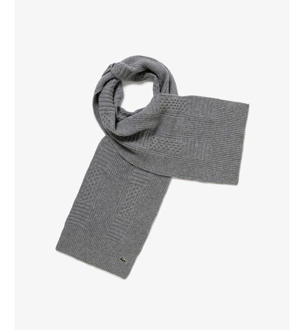 LACOSTE「アラン柄ブレンドウールニットマフラー」|マフラー|