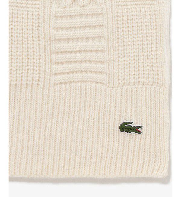 LACOSTE「アラン柄ブレンドウールニットマフラー」|マフラー|