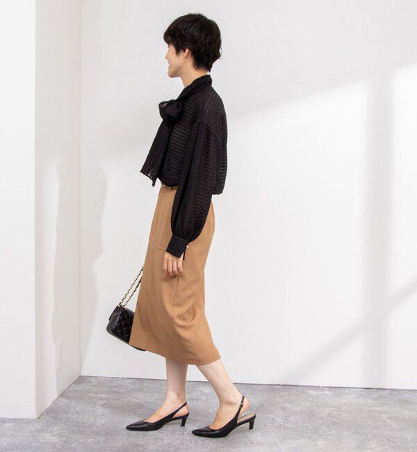 NOLLEY'S sophi「ウォッシャブルウール調ベルト付きタイトスカート」|タイト|