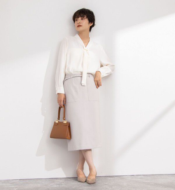 NOLLEY'S sophi「ウォッシャブルウール調ベルト付きタイトスカート」|タイト|