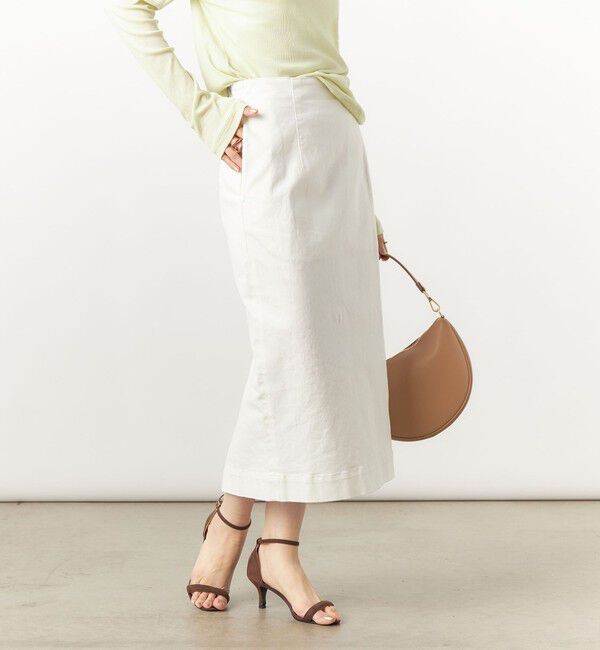 Rie Miller「【RM denim】スリットタイトデニムスカート」|タイト|ホワイト