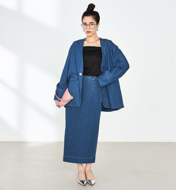 Rie Miller「【RM denim】スリットタイトデニムスカート」|タイト|