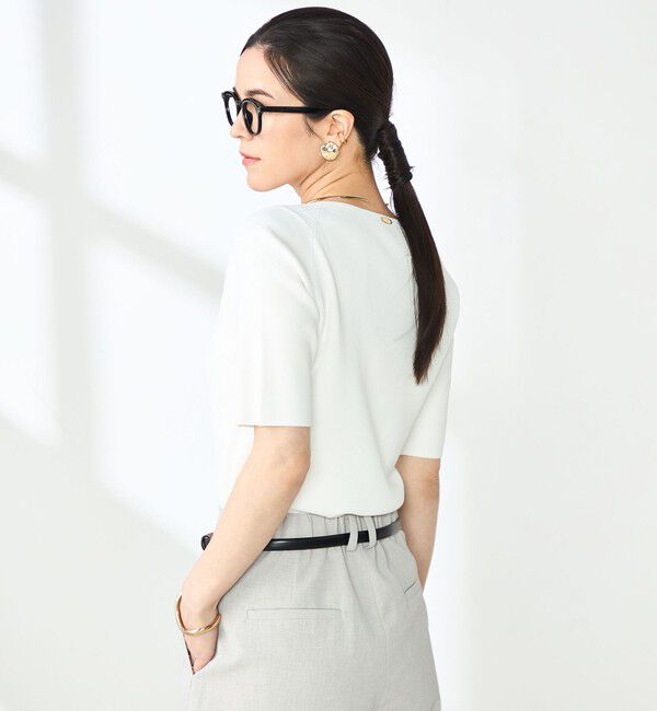 NOLLEY'S sophi「《手洗い可能》カシュクール風5分袖プルオーバーニット」|ニット・セーター|